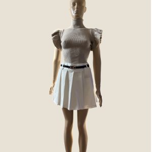 Fehér Rakott Szoknyanadrág Övvel