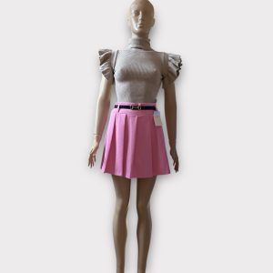 Pink rakott szoknyanadrág övvel